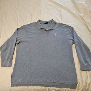 Ralph Lauren Polo Long Sleeve Polo Shirt Light Blue Mens 2XL